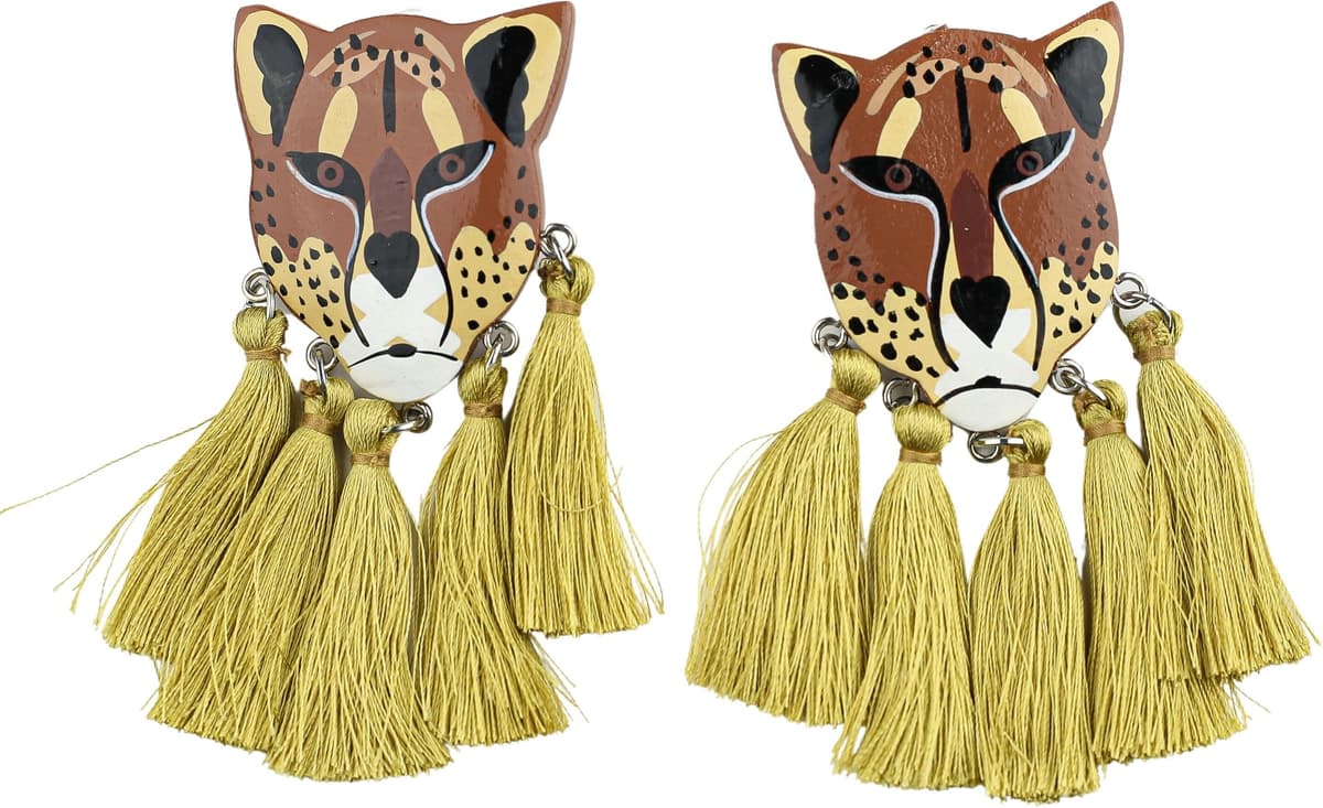 Paar Ohrclips "Leo", Damen, braun, Lederimitat, COLLEZIONE ALESSANDRO, Ohrringe