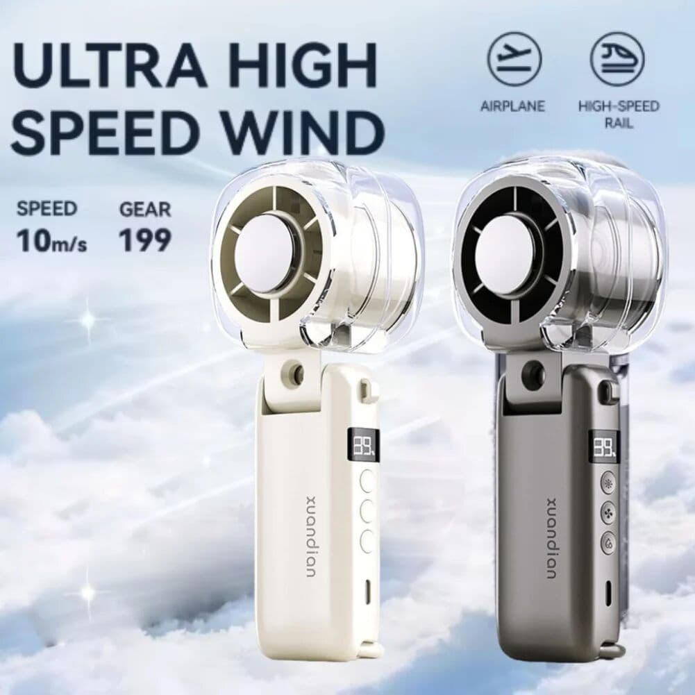NONE 2026 Semiconductor Mini Handheld Fan 6000mAh Turbine High-speed Violent Electric Fan Folding Neck Ice Pack Refrigeration