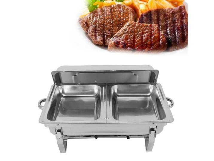 Réchaud en acier inoxydable, cadre pliable de 7,5 l, 2 casseroles alimentaires, chauffage au carburant pour Buffet et Banquet