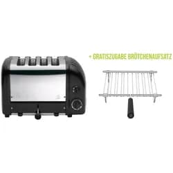 Classic Toaster Premium 4-Schlitz inkl. Gratis Brötchenaufsatz Schwarz