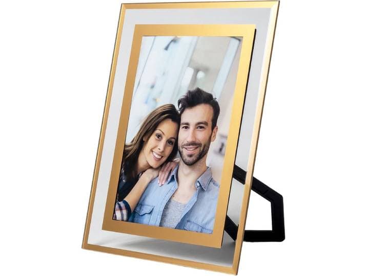 Intirilife glazen fotolijst goud - 15x10 cm foto's en afbeeldingen - Voor babyfoto's\, familiefoto's\, trouwfoto's - Geschikt cadeau voor speciale gelegenheden