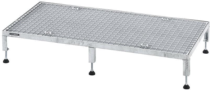Arbeitsplattform, Höhenverstellbereich 165 - 230 mm, mit Gitterrostplatte, Plattform LxB 1210 x 610 mm, feuerverzinkt eurokraft pro