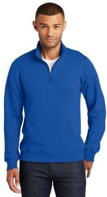Port & Company PC850Q Fan Favorite Fleece 1/4-Zip Pullover Sweatshirt in True Royal Blue size 2XL   Cotton/Polyester Blend