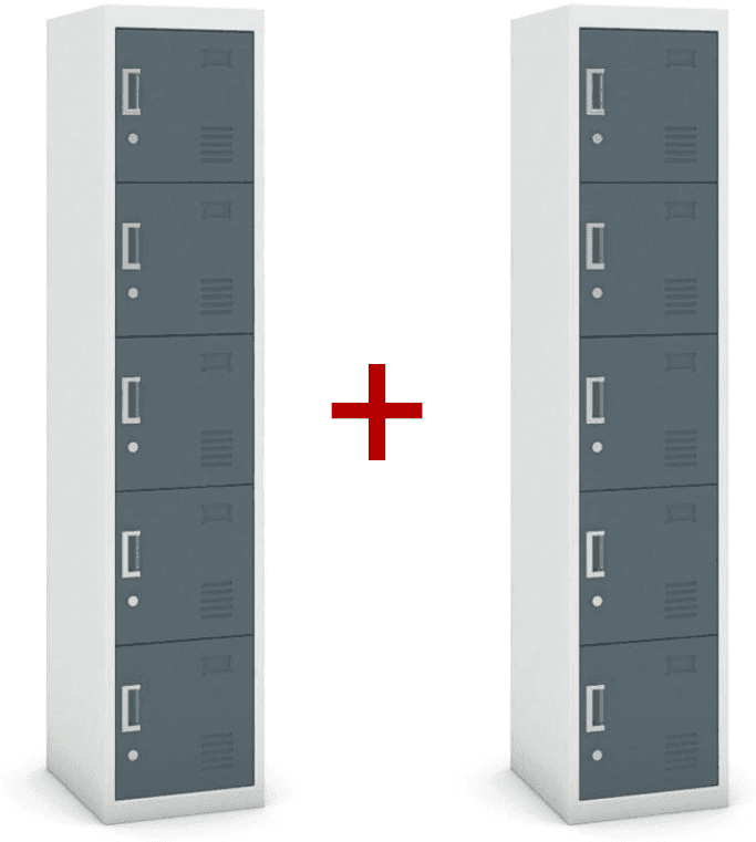 B2B Partner Szafka ubraniowa S3 pięciodrzwiowa 1+1 GRATIS, demontaż, zamek cylindryczny, szara/ciemnoszara