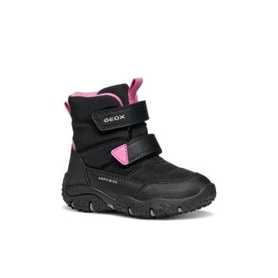 Winterboots GEOX "B BALTIC GIRL B ABX", Mädchen, Gr. 22, wärmend, rosa (schwarz, fuchsia), Synthetik, Textil, Schuhe Winterboots, Klettstiefel, Snowboots mit Warmfutter, Größenschablone zum Download