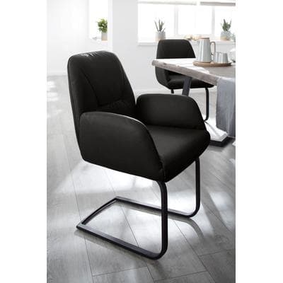 Freischwinger W.SCHILLIG "ole", schwarz (schwarz z59, schwarz pulverbeschichtet), B:63cm H:90cm T:64cm, Longlife Xtra-Leder Z69: Das feinnarbige, gedeckte Softleder Z69 besticht durch seine außergewöhnliche Weichheit im trendigen »Vintage-Look«,...
