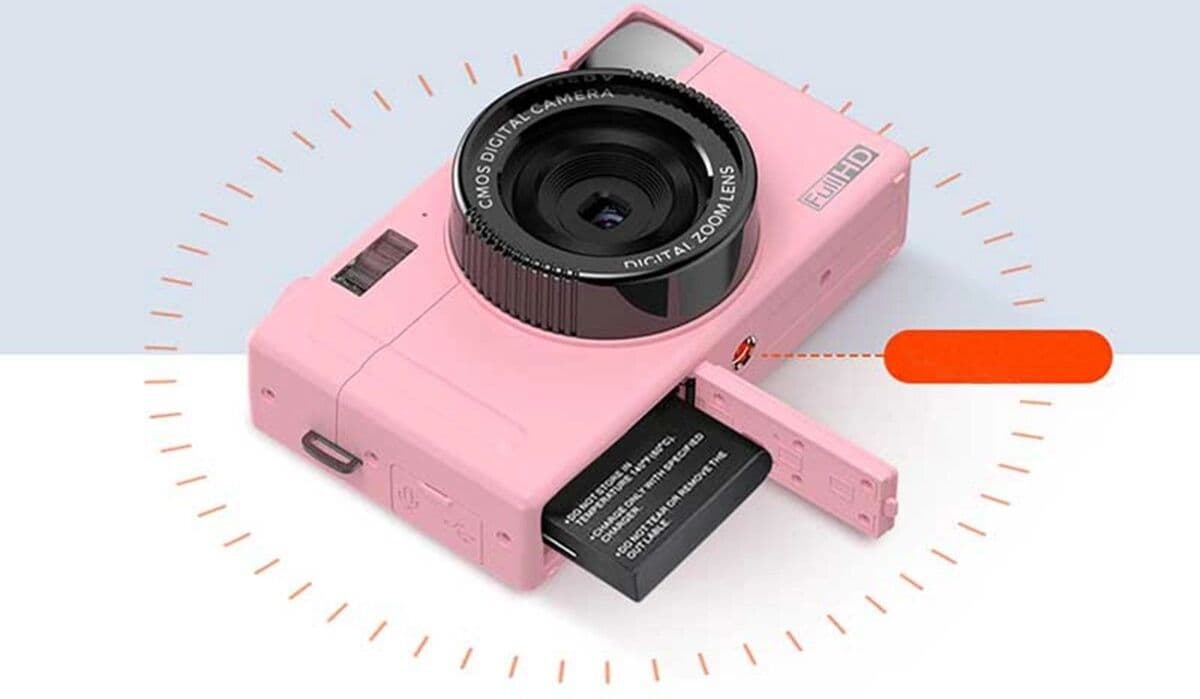 INF Appareil photo numérique 24 MP avec zoom 16x, vidéo 1080P, écran 3,0 pouces et batterie amovible Rose