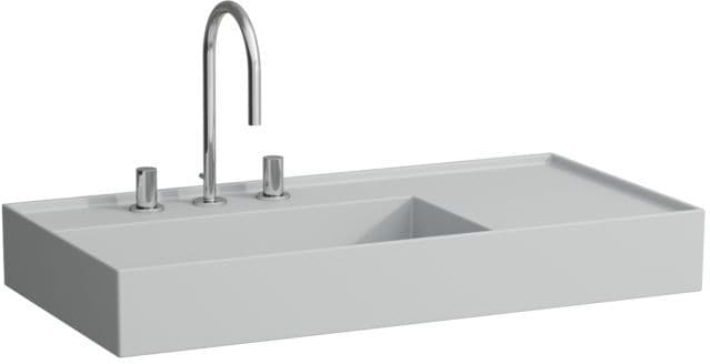LAUFEN Kartell Waschtisch 8103387591581, 90x46cm, grau, Ablage rechts, 3 Hahnlöcher, Saphirkeramik