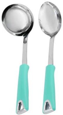 Martha Stewart Everyday Drexler 2 Piece Ladle and Serving Spoon Kitchen Tool Set in Turquoise