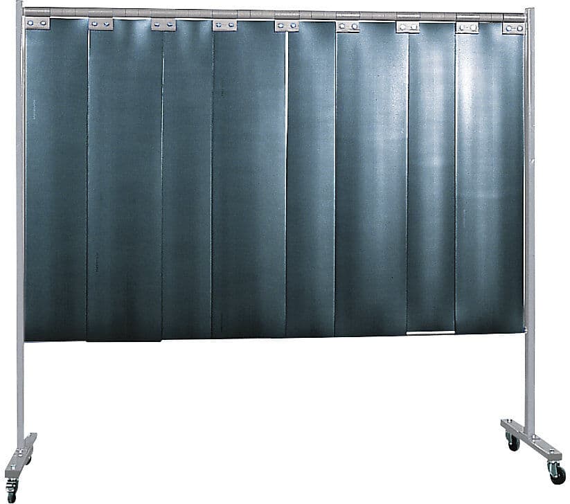 kaiserkraft Schweißer-Schutzwand fahrbar, 1 teilige Ausführung, HxB 1900 x 2100 mm, mit Lamellenvorhang, dunkelgrün