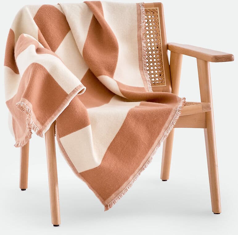 LA REDOUTE INTERIEURS Plaid en jacquard rayures géométriques, à franges, TABAKA