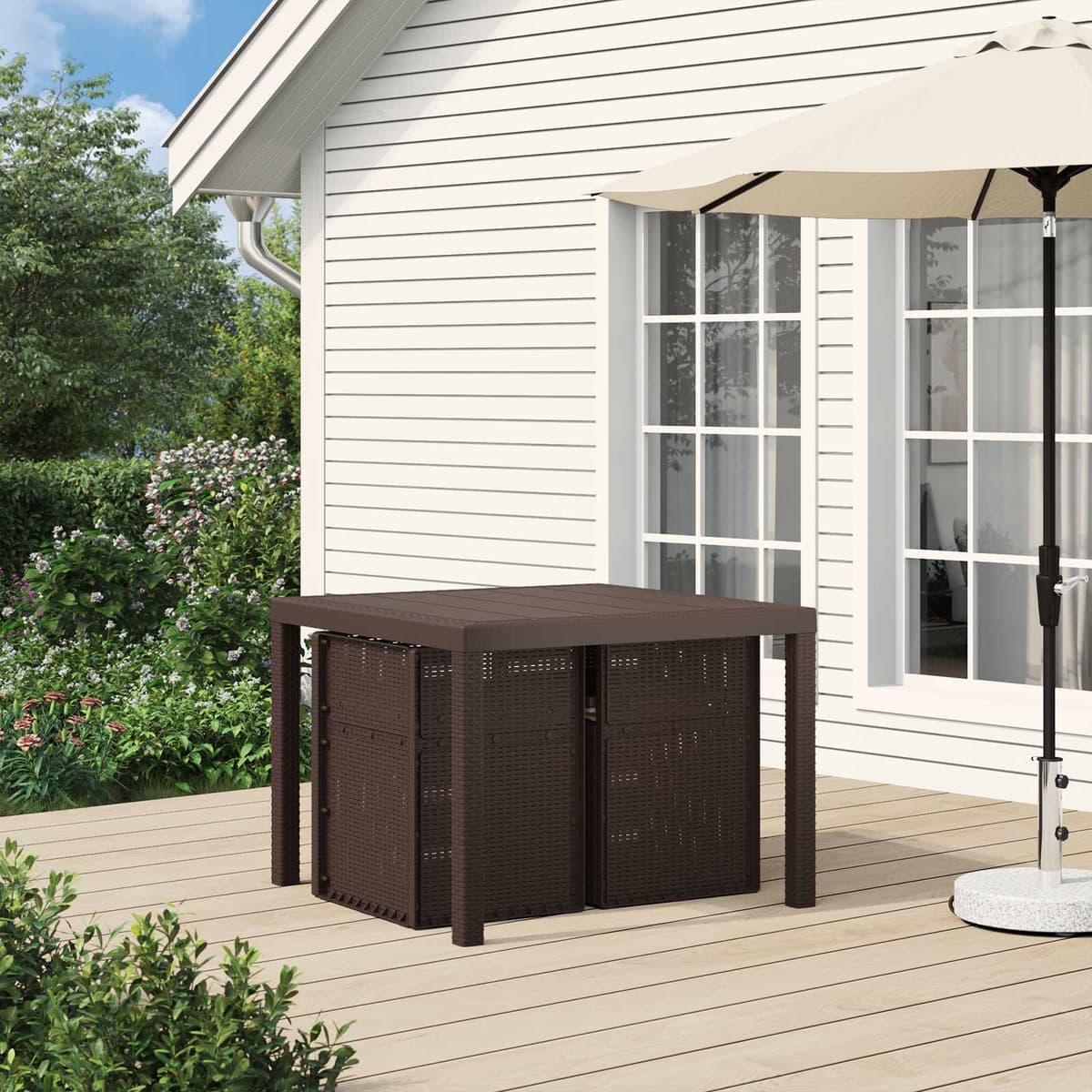 vidaXL Chaises de jardin salle à manger 2 pc Marron et taupe PP