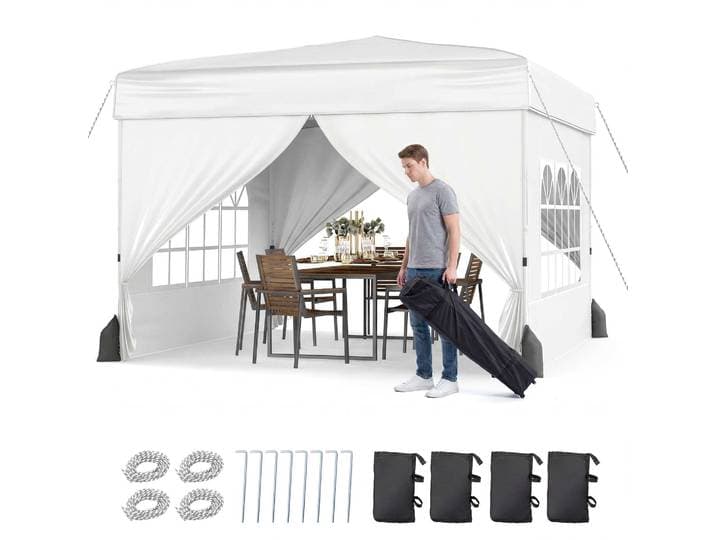 3x3m Pop-up Paviljoen Winterbestendige Tuinpaviljoen Partytent voor Bruiloft Kamperen & Festival Wit