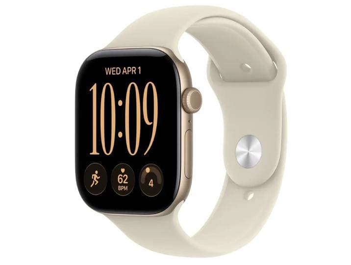 Apple Watch Series 12 GPS + Cellular 46 mm Boîtier en Aluminium Or Clair avec Bracelet Sport Sable - M/L