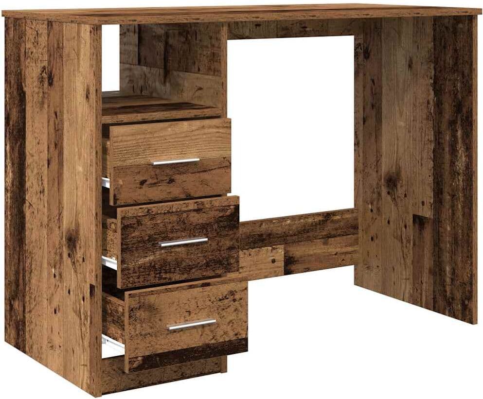 vidaXL Bureau vieux bois 102x50x76 cm bois d'ingénierie