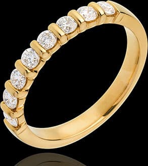 Edenly Trauring semi pavÃ© in Gelbgold - Krappenfassung - 0.5 Karat - 8 Diamant