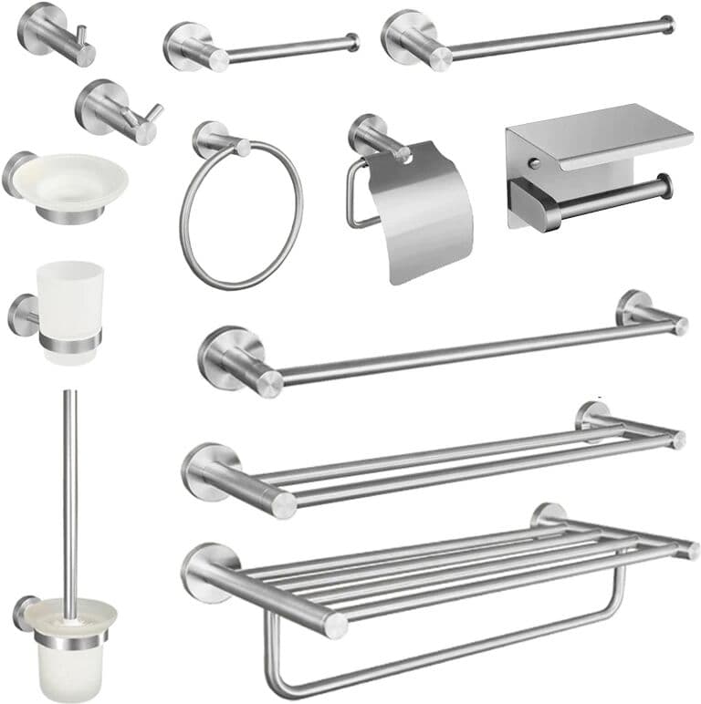 NONE Bathroom Hardware 304 Stainless Steel Brushed Towel Rack Toilet Paper Holder Soap Holder Towel Bar Toilet Bathroom Accessories