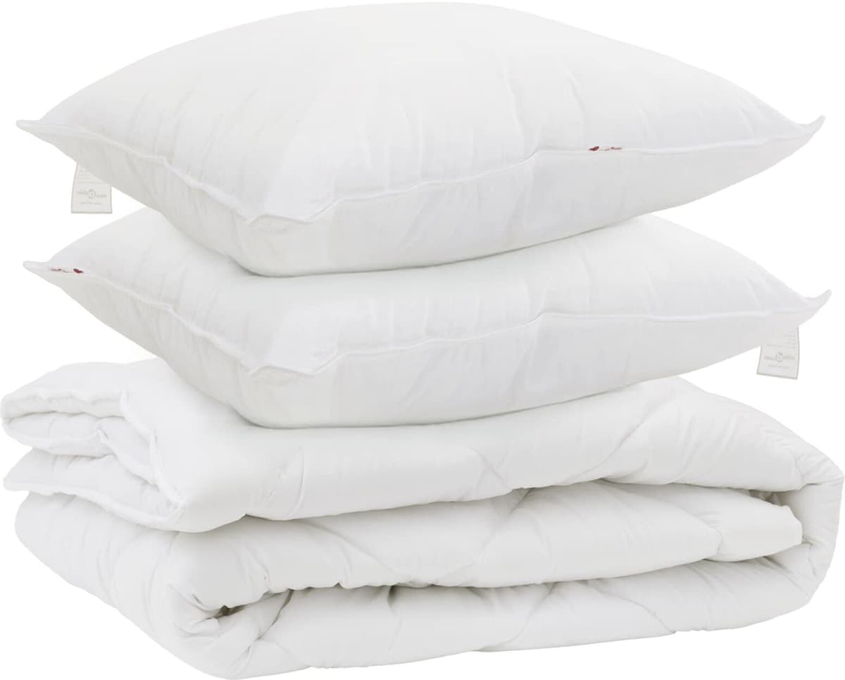 vidaXL Duvet toutes saisons avec oreiller 3 pièces Blanc Microfibre
