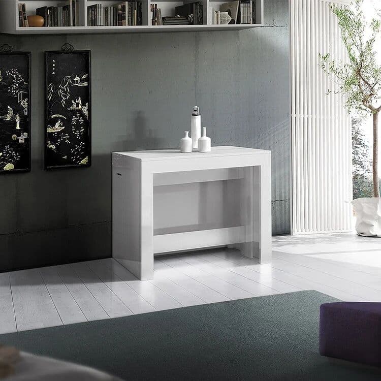 garneroarredamenti Tavolo consolle allungabile 50-300cm bianco lucido Zenzero