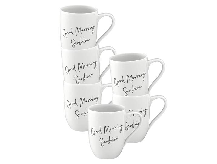 Becher VILLEROY & BOCH Becher mit Henkel 'Good Morning, Sunshine' Statement 290 ml 6er Set weiß , weiß, Porzellan, Trinkgefäße, Becher