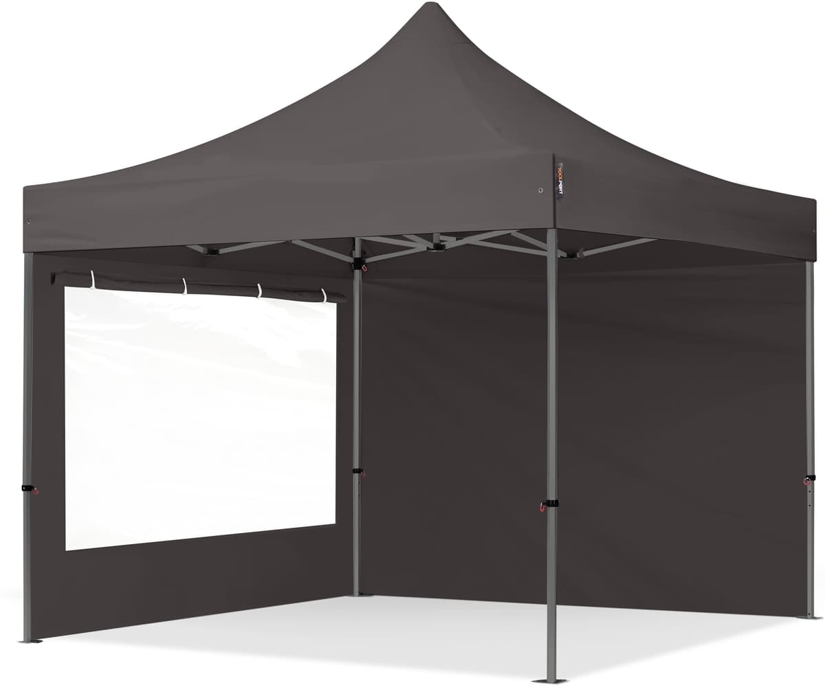 TOOLPORT 3x3m, stål, easy-up-pavillon, 2 sidedele, mørkegrå - (600023)