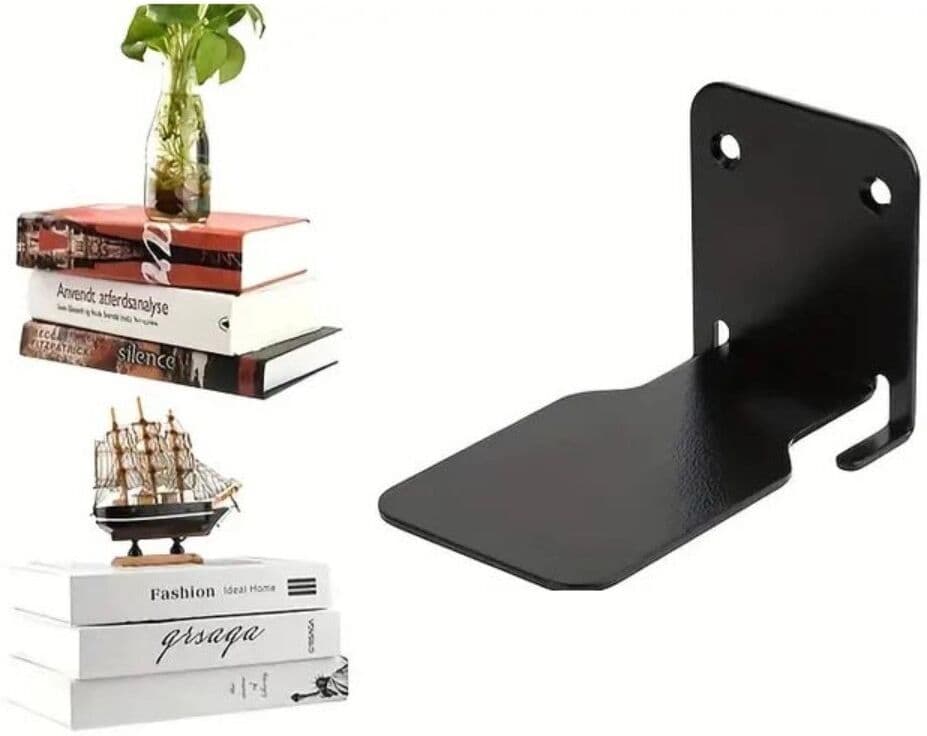 INF Unsichtbare schwebende Buchhalter Wandhalter 2er-Set — Edelstahl, verdeckte Halterung, trägt 13.5kg Schwarz