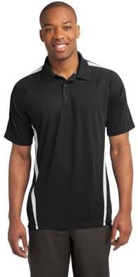 Sport-Tek ST685 PosiCharge Micro-Mesh Colorblock Polo Shirt in Black/White size Large   Polyester