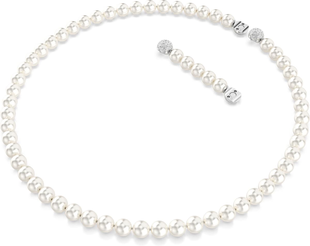 Collier SWAROVSKI "Schmuck Geschenk Matrix Halskette", metallfarben, kristallweiß, weiß, Halsketten, Damen, Metall Perlen, Metall, Perlen, Collier, mit Swarovski Kristall - mit Swarovski Perle