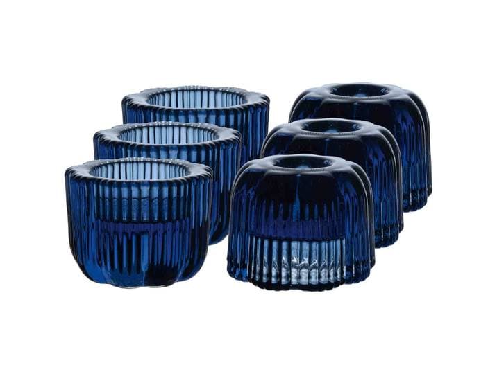Kerzenhalter VILLEROY & BOCH 2in1-Kerzenständer Fleur ø 6,3 cm 6er Set blau , blau, Kerzenhalter, Kerzenhalter