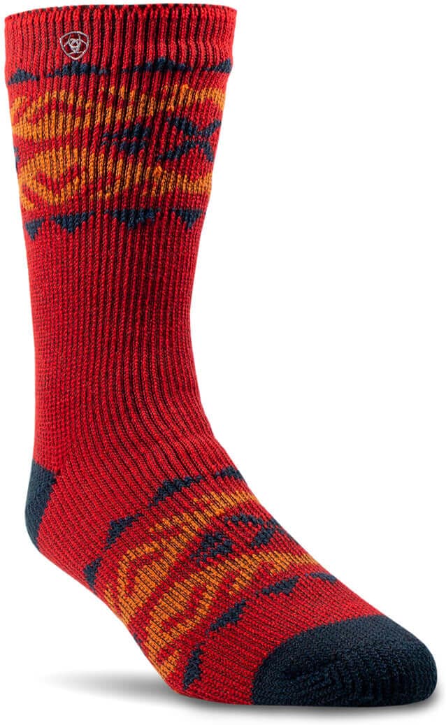 Men's Premium Alpine Socks Pair Multi Color in Red, Size: Large Regular by Ariat