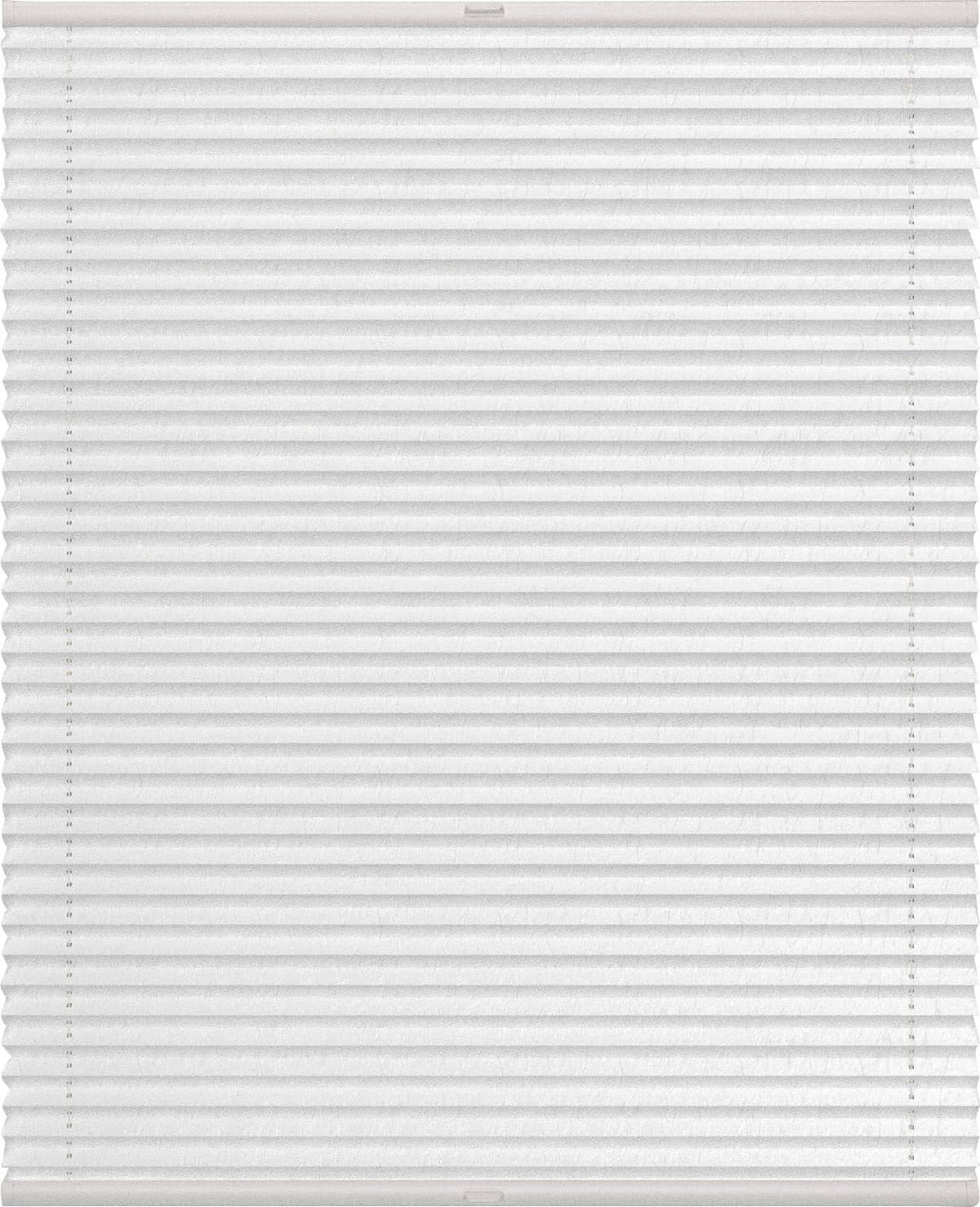 Plissee INDEKO "advanced, mit Bohren, Lichtschutz, Crushed-Optik", weiß (weiß, weiß), B:110cm H:220cm, Obermaterial: 94% Polyester, 6% sonstige Fasern, Plissees, Crushed-Optik, nach Maß