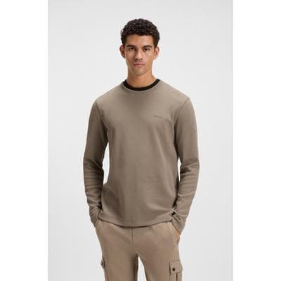 Langarmshirt BOSS ORANGE "Tempesto", Herren, Gr. S, grün (open grün346), Single Jersey, Obermaterial: 82% Baumwolle, 12% Polyamid, 6% Elasthan, regular fit normal, Rundhals, Shirts Langarmshirt, mit BOSS-Stickerei