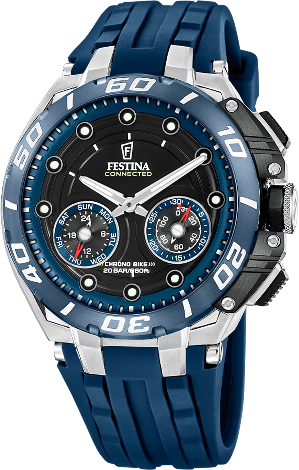 Smartwatch FESTINA "Connected", blau (blau, blau), Smartwatches, Herren, Smartwatch, Armbanduhr, Herrenuhr, Bluetooth, Kamera-Fernbedienung, Schrittzähler