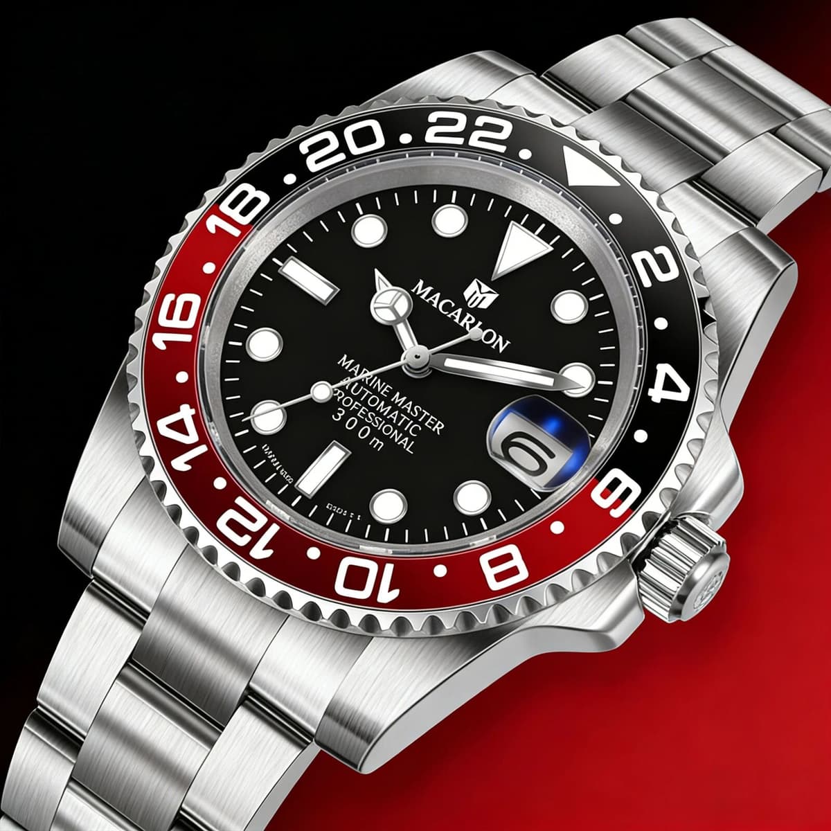 MACARLON Design  Sapphire Glass Mechanical Watch Men Calendar Luminous Stainless Steel Waterproof China NH35 Automatic Watch