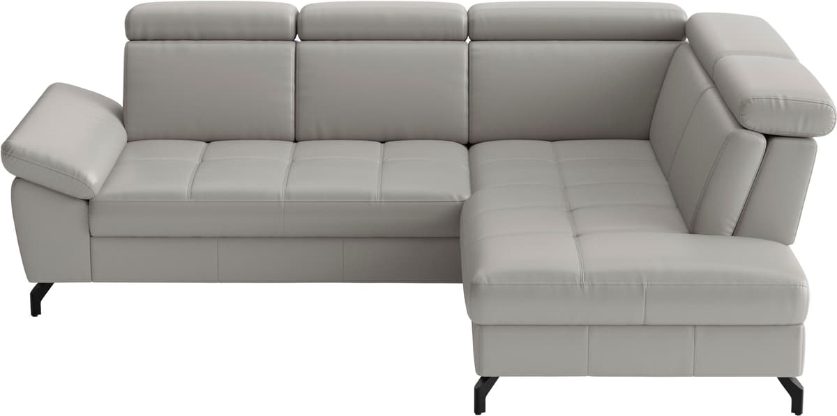 Ecksofa SIT & MORE "Vanity L-Form, B: 254 cm, mit Sitz-, Kopf- und Armteilverstellung", grau (light grau), B:254cm H:84cm T:197cm, Sofas, Ecksofa, Couch optional mit Schlaffunktion & Bettkasten, Leder light grau B/H/T: 254cm x 84cm x 197cm, NaturLEDER®, O
