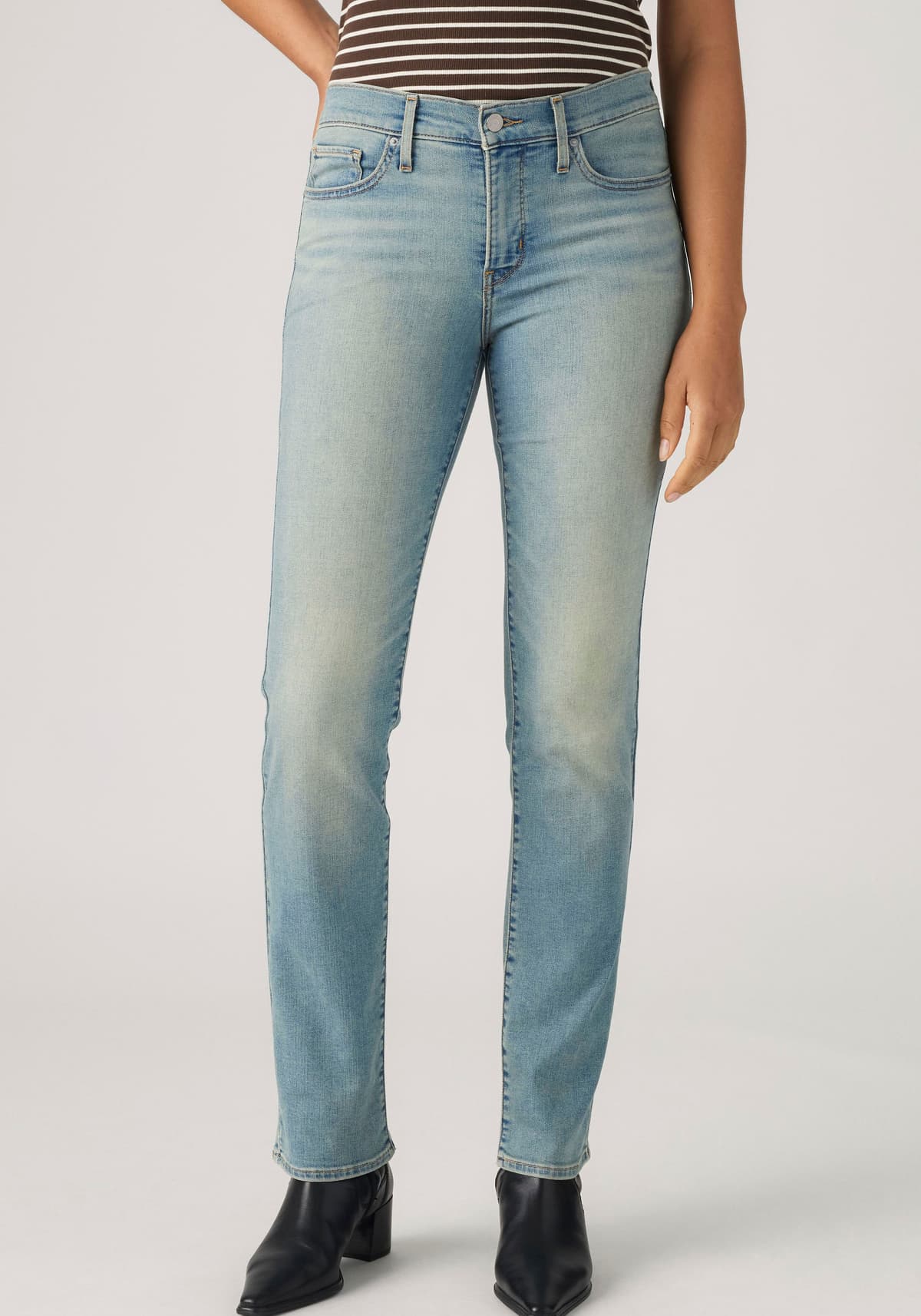 Gerade Jeans LEVI'S "314 Shaping Straight", Damen, Gr. 27, Länge 32, blau (good find), Denim/Jeans, Obermaterial: 81% Baumwolle, 18% Polyester, 1% Elasthan, gerade lang, Jeans Gerade Jeans, mit Stretch good find 27, Länge 32