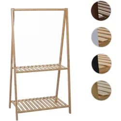 Bambus Pflanzenregal HWC-Q32, Blumentreppe Pflanzentreppe Badregal, Stange 2 Ablagen 130x70x44cm ~ natur