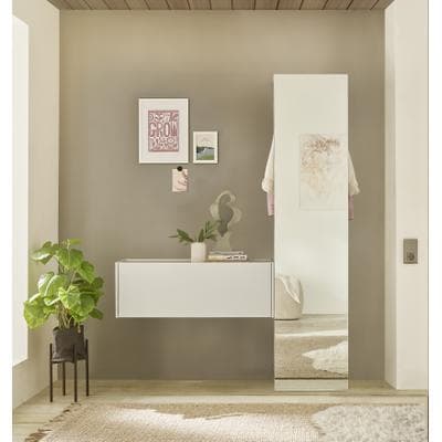 Garderoben-Set HOME AFFAIRE "GIRON/CiTY, moderne Garderobe, Komplettset mit viel Stauraum", weiß, B:150cm H:200cm T:30cm, Holzwerkstoff, Kastenmöbel-Sets, enthält Hängeschrank & Garderobenelement mit Spiegel, 150 cm breit