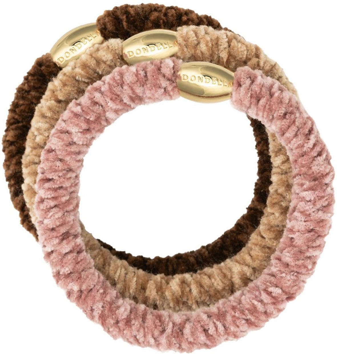 DONDELLA Chantéa Brown, Khaki, Pink Hair Ring x3