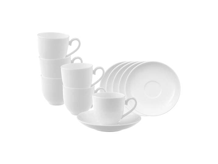 Tasse VILLEROY & BOCH Espressotassen mit Untertassen Royal 100 ml weiß , weiß, Porzellan, Trinkgefäße, Tasse