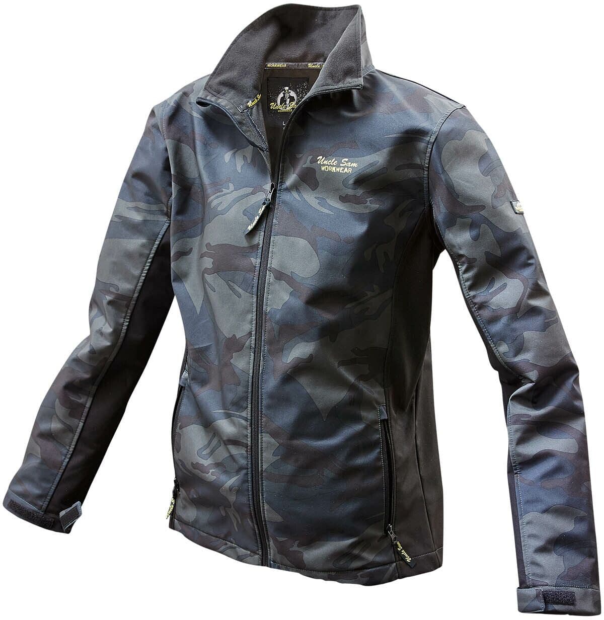 Arbeitsjacke UNCLE SAM "Sam Softs", Herren, Gr. L, grün (oliv camouflage, schwarz), Obermaterial: 100% Polyester PES., Jacken Arbeitsjacke