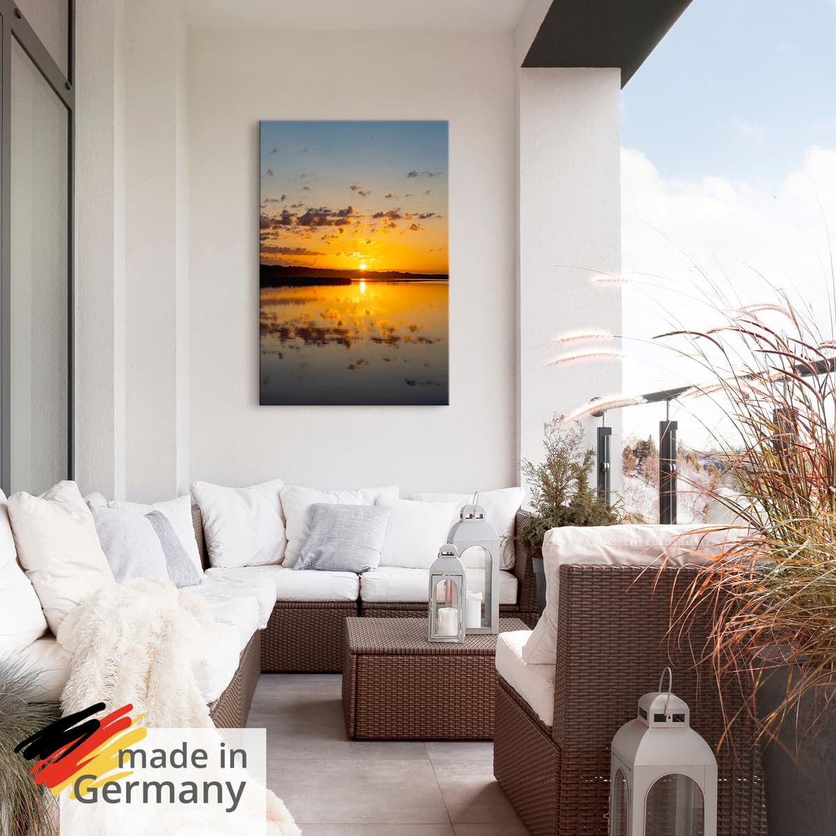 Wandbild ARTLAND "Sonnenaufgang in Seedorf am Schaalsee", orange (farbe bild(er): orange), B:80cm H:120cm, Bilder, Wandbild, als Alubild, Leinwandbild, Poster, Wandaufkleber in verschied. Grössen farbe bild(er): orange B/H/T: 80cm x 120cm, Alubilder / Out