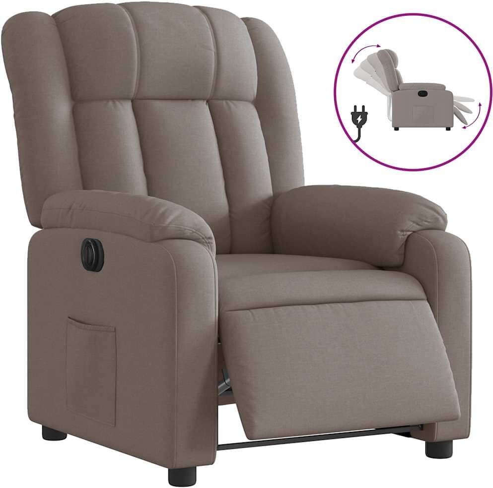 vidaXL Fauteuil inclinable électrique Taupe Tissu