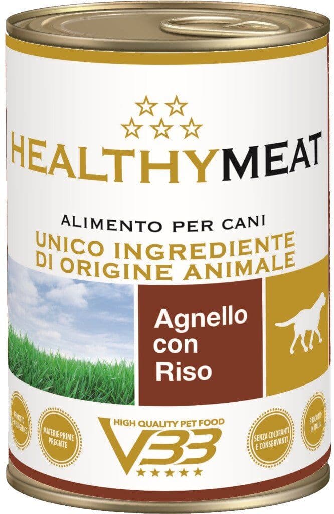 400 g VBB HealthyMeat Alimento Dietetico Completo Monoproteico Cibo Umido Paté per Cani Adulti con Agnello e Riso Gluten Free