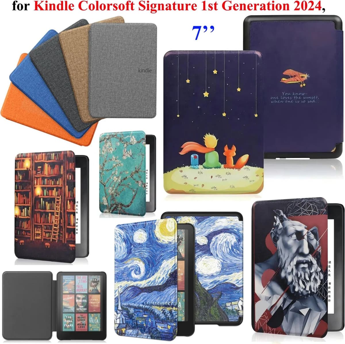 NONE For Kindle Colorsoft Signature Edition 1st Generation Case 7 inch 2024 Leather Case Auto Sleep Cover Paperwhite 12th Gen Funda