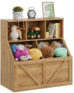 Garvee Toy Storage Organizer with Bookshelf, 3-Tier Toy Shelf & 2 Storage Bins