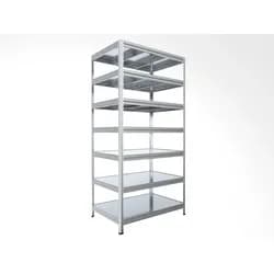 Werkstattregal Biedrax 35 x 90 x 270 cm, Verzinkt, 7 Stahlböden, Fachlast 150 kg pro Fachboden