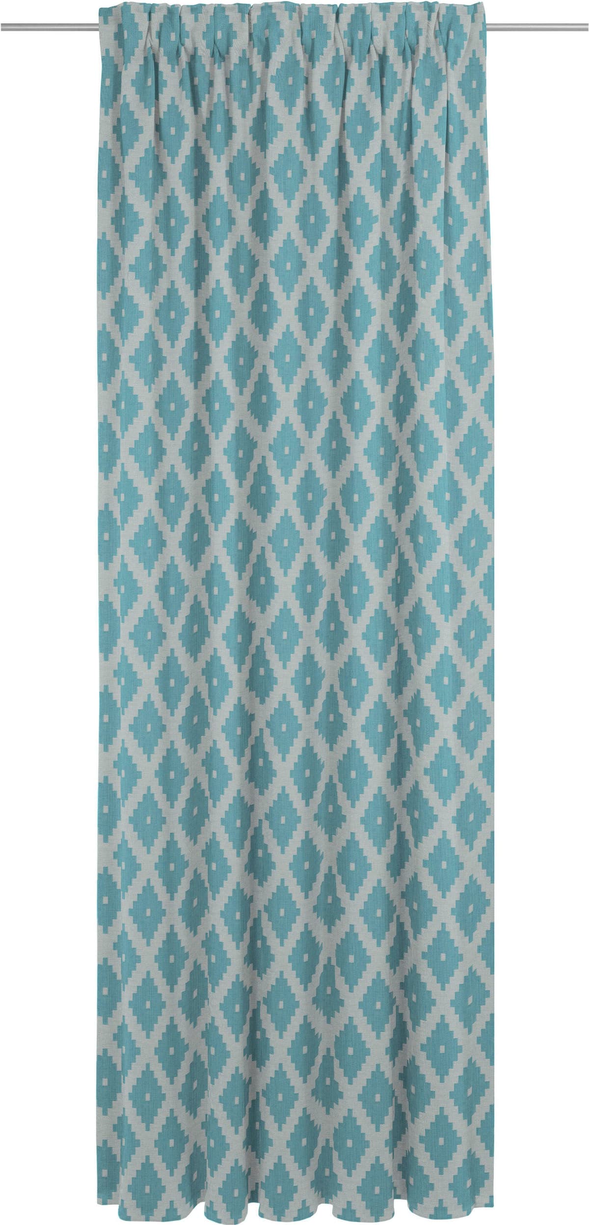 Vorhang ADAM "Maroccan Shiraz" Gr. 3, blau (türkis), B:142cm H:225cm, Jacquard, Baumwolle, Gardinen, Vorhang, aus 100% Bio-Baumwolle türkis 225cm, Multifunktionsband, 142cm