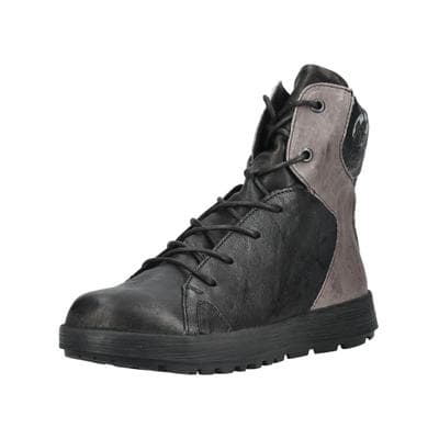 Schnürstiefelette THINK "Think Stiefelette Leder", Damen, Gr. 37,5, schwarz, schwarz, Leder, Schuhe Schnürstiefelette