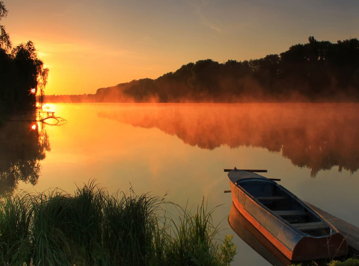 Fototapete PAPERMOON "Misty Lake", bunt, B:1,5m L:1,11m, Vlies, Tapeten, Fototapete bunt B/L: 1,5m x 1,11m, Bahnen: 7 Stk.